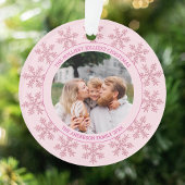 Sneeuwvlok Roze Glam Schattige Kerstmis Ronde Foto Ornament
