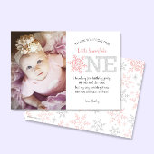 Sneeuwvlok Roze Glitter 1e Verjaardag Bedankt Card Kaart