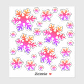 Sneeuwvlok Roze Kleurrijke Sneeuw Winter Kerstmis Sticker (Vel)