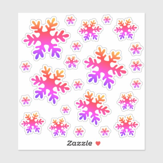 Sneeuwvlok Roze Kleurrijke Sneeuw Winter Kerstmis Sticker (Vel)