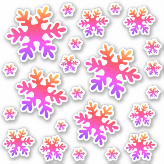 Sneeuwvlok Roze Kleurrijke Sneeuw Winter Kerstmis Sticker (Voorkant)