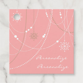 Sneeuwvlok roze midden eeuw elegante winter schatt bedankjes labels