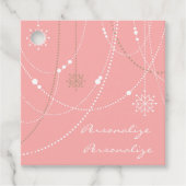 Sneeuwvlok roze midden eeuw elegante winter schatt bedankjes labels (Voorkant)