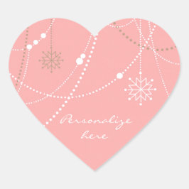 Sneeuwvlok roze midden eeuw elegante winter schatt hart sticker