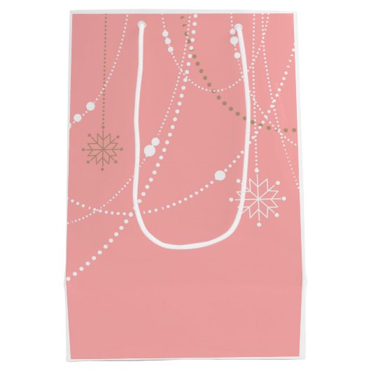 Sneeuwvlok roze midden eeuw elegante winter schatt medium cadeauzakje (Achterkant)