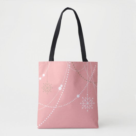 Sneeuwvlok roze midden eeuw elegante winter schatt tote bag (Voorkant)