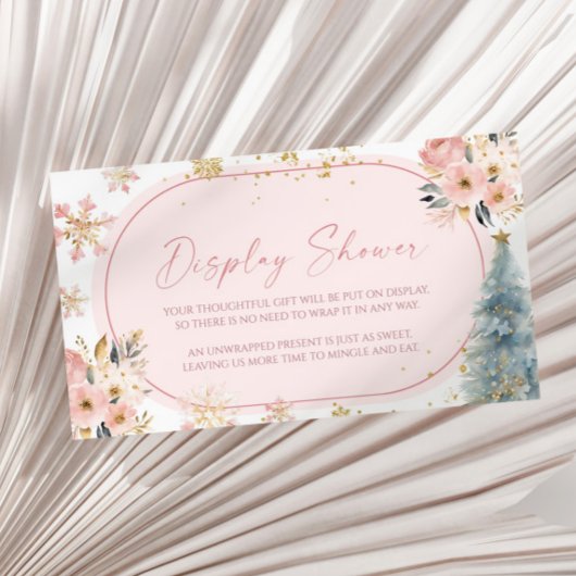 Sneeuwvlok Roze Winter Baby shower Display Douche Informatiekaartje