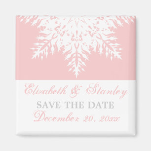 Sneeuwvlok roze winter bruiloft Save the Date Magneet