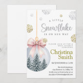 Sneeuwvlok Roze Winter Wonderland Baby Meisje Douc Kaart (Voorkant / Achterkant)