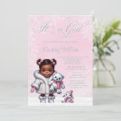 Sneeuwvlok Roze Winter Wonderland Baby shower Kaart (Staand voorkant)