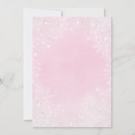 Sneeuwvlok Roze Winter Wonderland Baby shower Kaart (Achterkant)