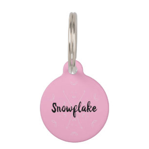 Sneeuwvlok roze winternaam huisdierpenning
