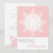 Sneeuwvlok roze, witte winter bruiloft vrijgezelle kaart (Voorkant / Achterkant)