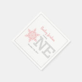 Sneeuwvlok Roze & Zilveren Glitter 1e verjaardag Servet (Hoek)