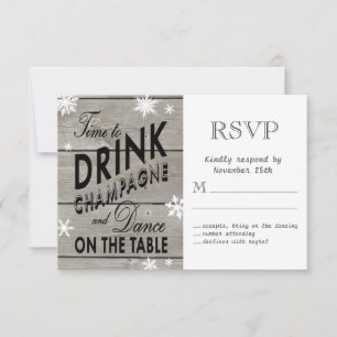 Sneeuwvlok RSVP Tijd om champagne te drinken Kaartje