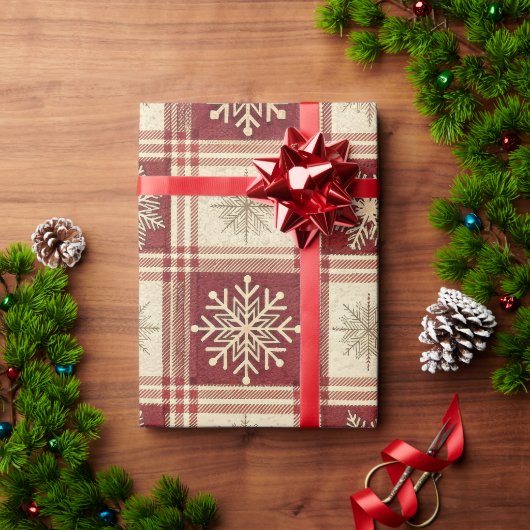 Sneeuwvlok Ruit Kerstmis Cadeaupapier (Feestdagen Geschenken)