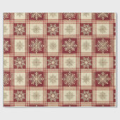 Sneeuwvlok Ruit Kerstmis Cadeaupapier (Vlak)