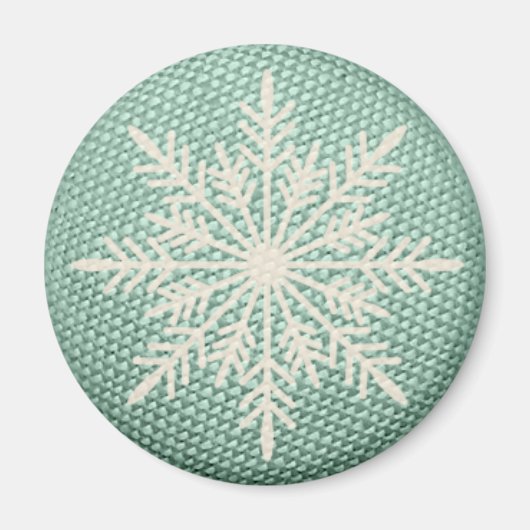 Sneeuwvlok rustiek borduurwerk look winter  magneet (Voorkant)