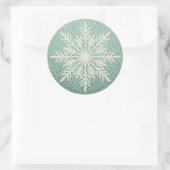 Sneeuwvlok rustiek geborduurd winter  blauwgroen ronde sticker (Tas)
