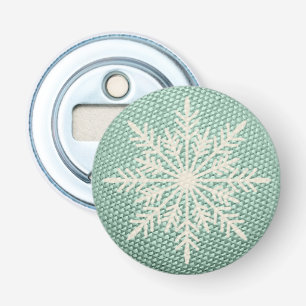 Sneeuwvlok rustieke borduurlook winter vintage button flesopener