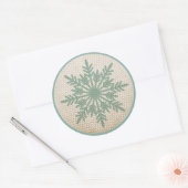 Sneeuwvlok rustieke geborduurde look winter  ronde sticker (Envelop)