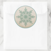 Sneeuwvlok rustieke geborduurde look winter  ronde sticker (Tas)