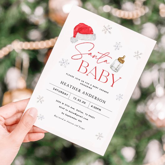 Sneeuwvlok Santa Baby Kerstmis Baby Shower Kaart