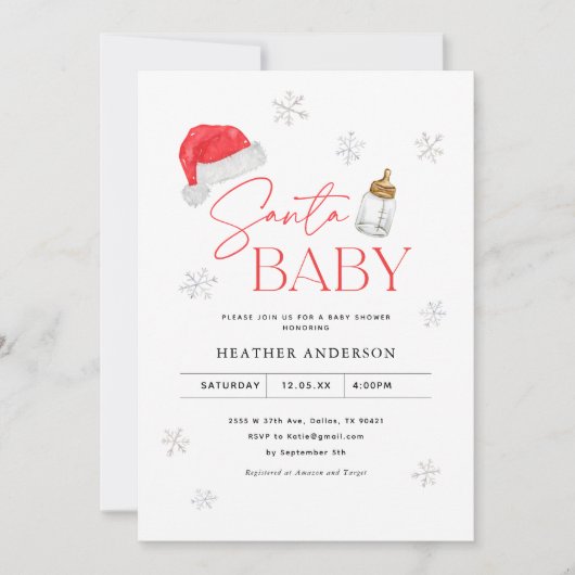 Sneeuwvlok Santa Baby Kerstmis Baby Shower Kaart (Voorkant)