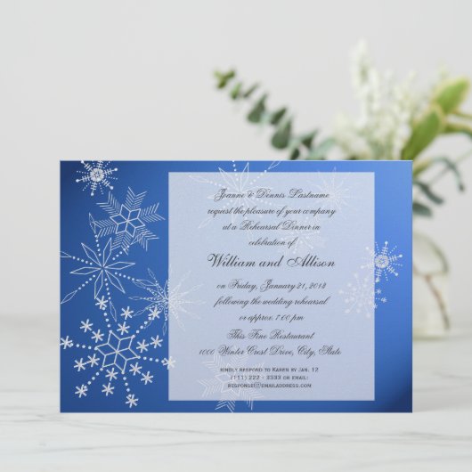 Sneeuwvlok Sapphire Blue repetitie diner Kaart (Staand voorkant)