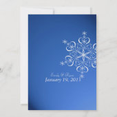 Sneeuwvlok Sapphire Blue Winter Wedding Kaart (Achterkant)