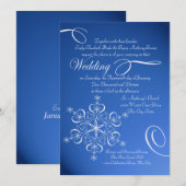 Sneeuwvlok Sapphire Blue Winter Wedding Kaart (Voorkant / Achterkant)