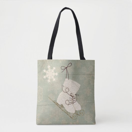 sneeuwvlok schaatsen schattige winter tote bag (Voorkant)