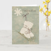 sneeuwvlok schaatsen winter blauwgroen kaart (Gele Bloem)