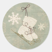 sneeuwvlok schaatsen wintergroen ronde sticker (Voorkant)