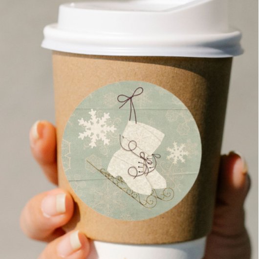 sneeuwvlok schaatsen wintergroen ronde sticker