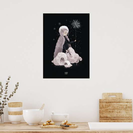 SNEEUWVLOK SCHAPEN van Alexandra Dikaia Poster (Keuken)