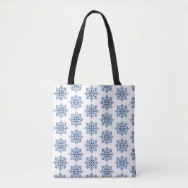 Sneeuwvlok Schotlandse ruitpatroon Blauwe Holiday Tote Bag