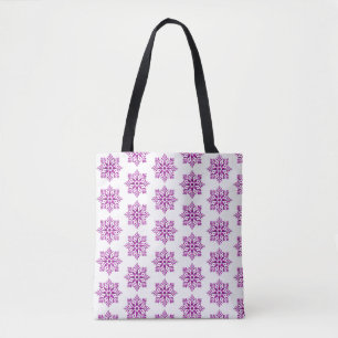 Sneeuwvlok Schotse ruit Patroon Roze Kerst Tote Bag