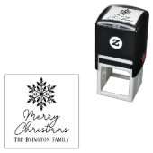 Sneeuwvlok Script Kerstgroet Familienaam Zelfinktende Stempel (In situ)
