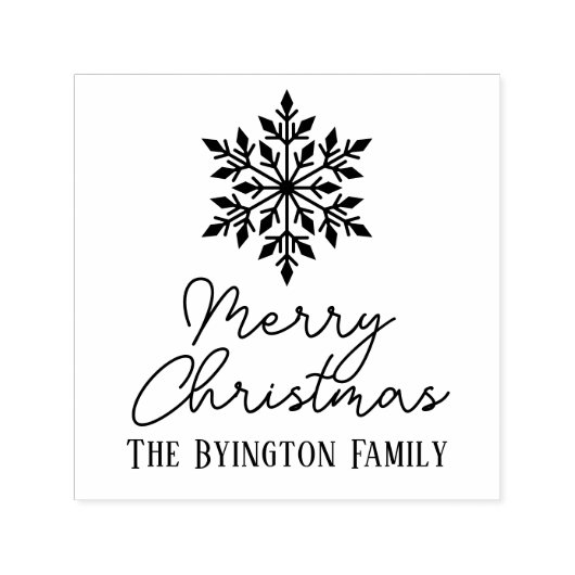 Sneeuwvlok Script Kerstgroet Familienaam Zelfinktende Stempel (Design)