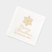 Sneeuwvlok Script Vakantie Groet Familienaam Folie Servetten (Links)