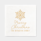 Sneeuwvlok Script Vakantie Groet Familienaam Folie Servetten (Voorkant)