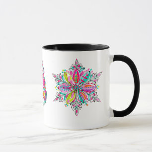 Sneeuwvlok Sneeuwman Roze Kerst Esthetiek Mok