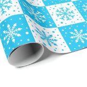 Sneeuwvlok & Sneeuwpatroon (Blauw) Cadeaupapier (Rol Hoek)