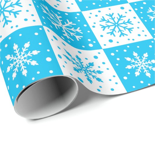 Sneeuwvlok & Sneeuwpatroon (Blauw) Cadeaupapier (Rol Hoek)