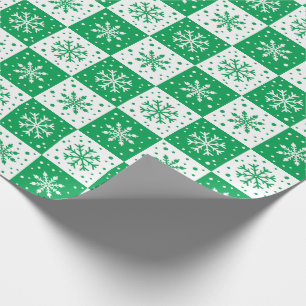 Sneeuwvlok & Sneeuwpatroon (Groen) Cadeaupapier