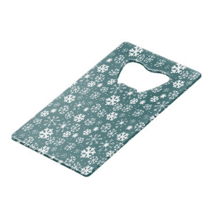 Sneeuwvlok Sneeuwstorm in Aqua Blauw Creditkaart Flessenopener