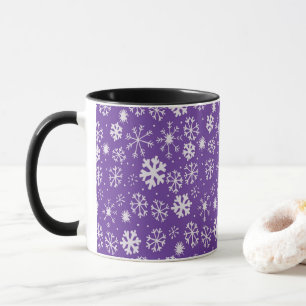 Sneeuwvlok Sneeuwstorm Met Paarse Achtergrond Mok