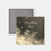 Sneeuwvlok sparkle bruin goud crème winter magneet (Voorkant / Achterkant)