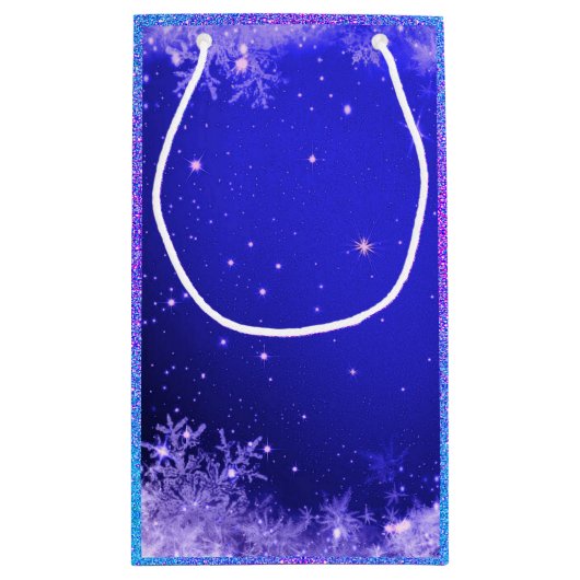 Sneeuwvlok sprankeling paarse blauw wit glitter lo klein cadeauzakje (Achterkant)